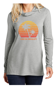 Sun Palm cowlneck long sleeve hoodie